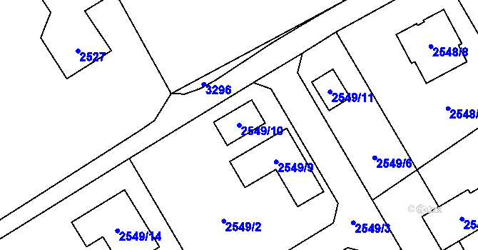 Parcela st. 2549/10 v KÚ Brušperk, Katastrální mapa