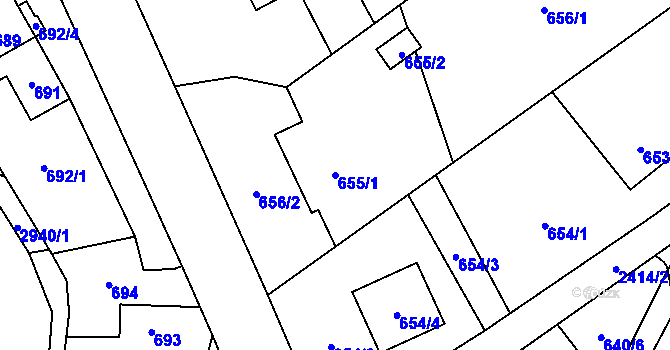 Parcela st. 655/1 v KÚ Brušperk, Katastrální mapa