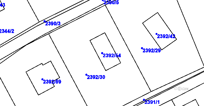 Parcela st. 2392/54 v KÚ Brušperk, Katastrální mapa