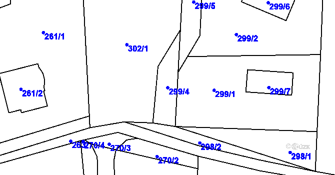 Parcela st. 299/4 v KÚ Brušperk, Katastrální mapa