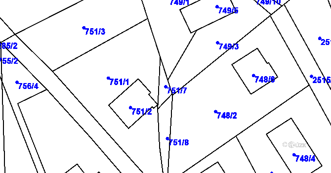 Parcela st. 751/7 v KÚ Brušperk, Katastrální mapa