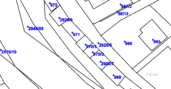 Parcela st. 970/1 v KÚ Brušperk, Katastrální mapa