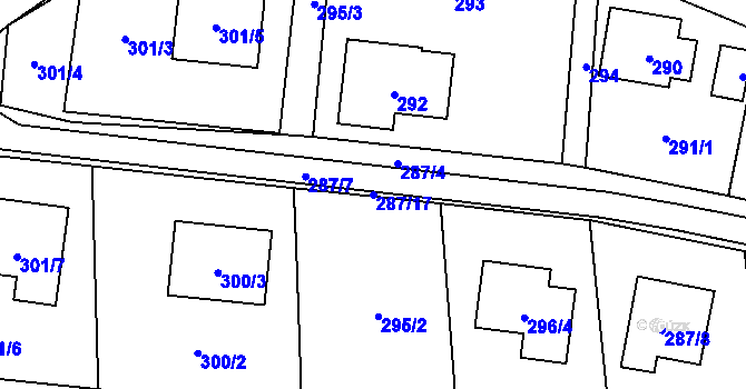 Parcela st. 287/17 v KÚ Brušperk, Katastrální mapa