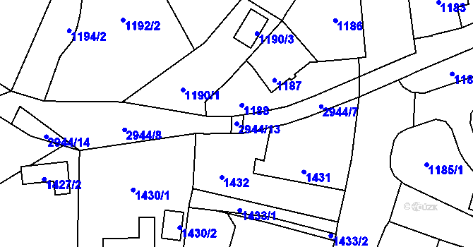 Parcela st. 2944/13 v KÚ Brušperk, Katastrální mapa