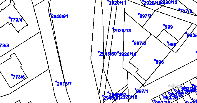 Parcela st. 2946/60 v KÚ Brušperk, Katastrální mapa