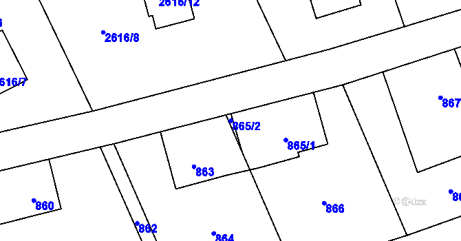 Parcela st. 865/2 v KÚ Brušperk, Katastrální mapa