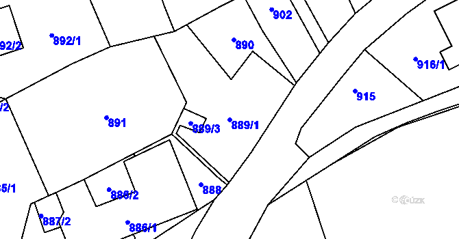 Parcela st. 889/1 v KÚ Brušperk, Katastrální mapa
