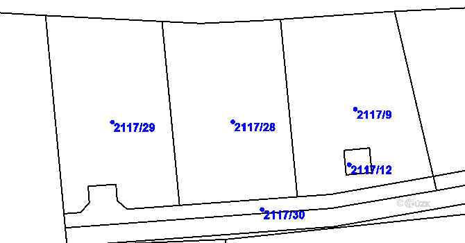 Parcela st. 2117/28 v KÚ Brušperk, Katastrální mapa