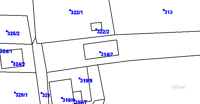 Parcela st. 314/2 v KÚ Brušperk, Katastrální mapa