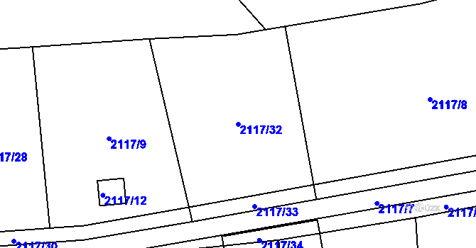 Parcela st. 2117/32 v KÚ Brušperk, Katastrální mapa