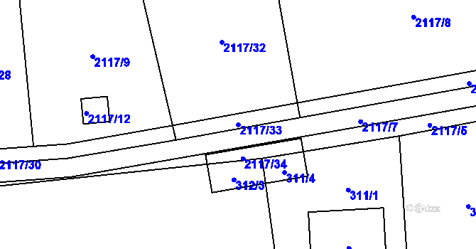 Parcela st. 2117/33 v KÚ Brušperk, Katastrální mapa