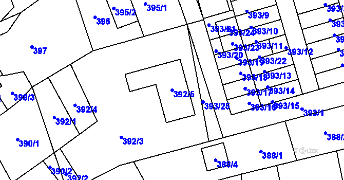 Parcela st. 392/5 v KÚ Brušperk, Katastrální mapa