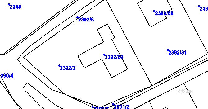Parcela st. 2392/60 v KÚ Brušperk, Katastrální mapa