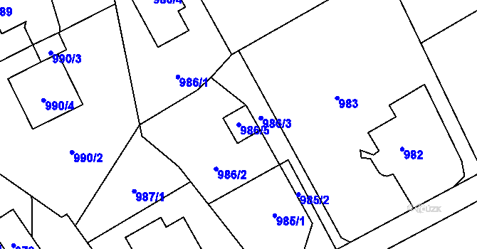 Parcela st. 986/5 v KÚ Brušperk, Katastrální mapa