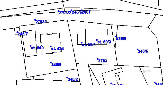 Parcela st. 50/4 v KÚ Bruzovice, Katastrální mapa