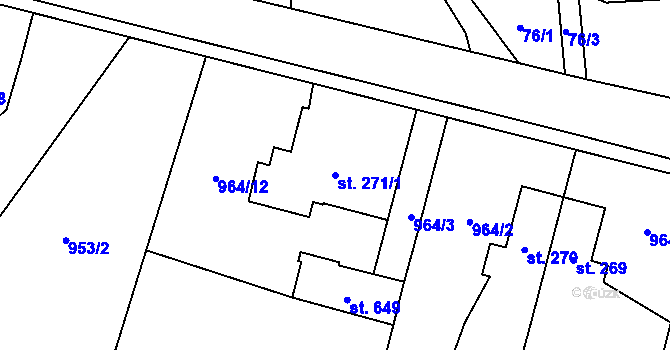 Parcela st. 271/1 v KÚ Bruzovice, Katastrální mapa