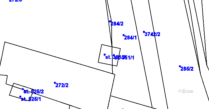Parcela st. 351/2 v KÚ Bruzovice, Katastrální mapa