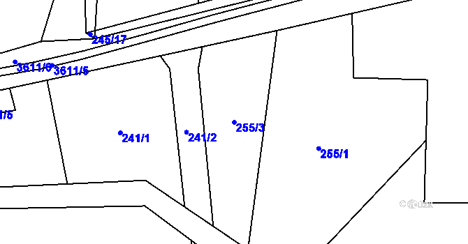 Parcela st. 255/3 v KÚ Bruzovice, Katastrální mapa