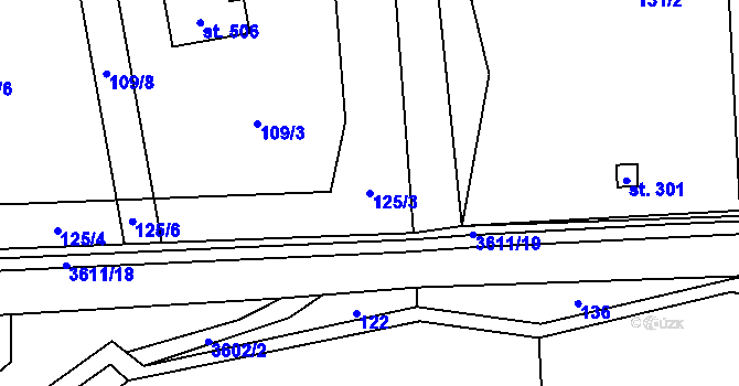 Parcela st. 125/3 v KÚ Bruzovice, Katastrální mapa
