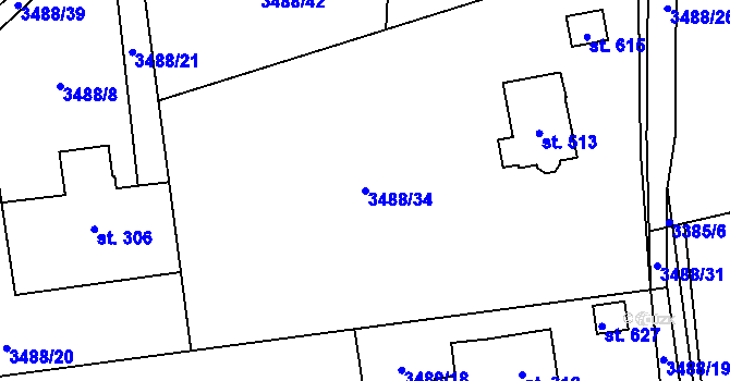 Parcela st. 3488/34 v KÚ Bruzovice, Katastrální mapa