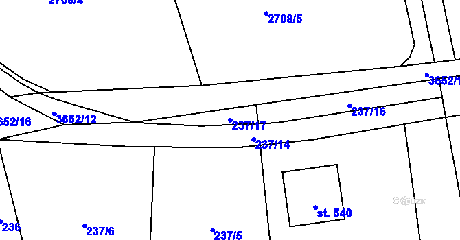 Parcela st. 237/17 v KÚ Bruzovice, Katastrální mapa