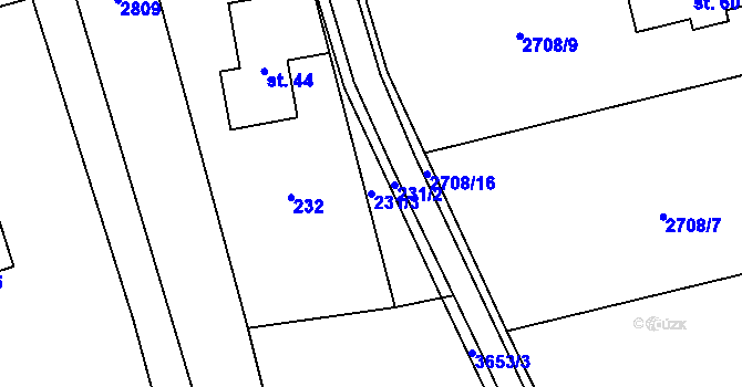 Parcela st. 231/3 v KÚ Bruzovice, Katastrální mapa