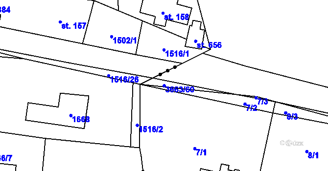 Parcela st. 3663/60 v KÚ Bruzovice, Katastrální mapa