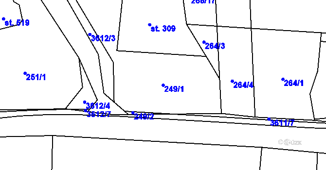 Parcela st. 249/1 v KÚ Bruzovice, Katastrální mapa