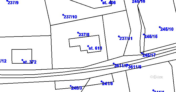 Parcela st. 613 v KÚ Bruzovice, Katastrální mapa