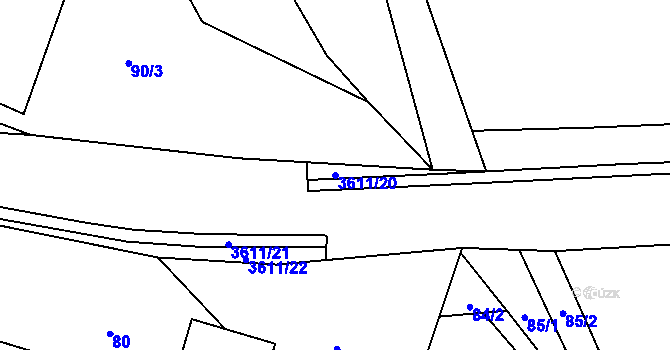 Parcela st. 3611/20 v KÚ Bruzovice, Katastrální mapa