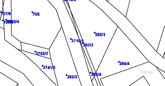 Parcela st. 292/3 v KÚ Bruzovice, Katastrální mapa
