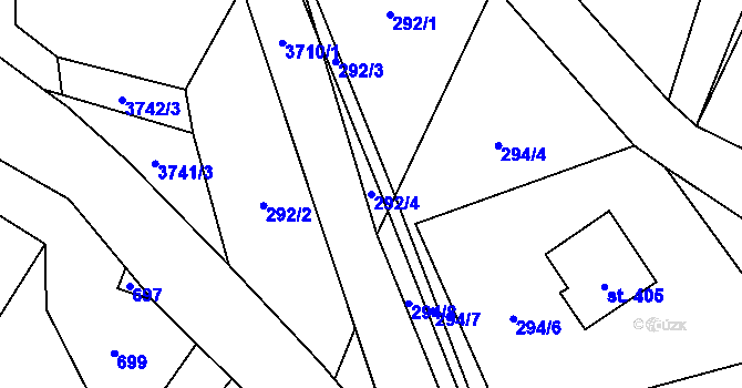 Parcela st. 292/4 v KÚ Bruzovice, Katastrální mapa