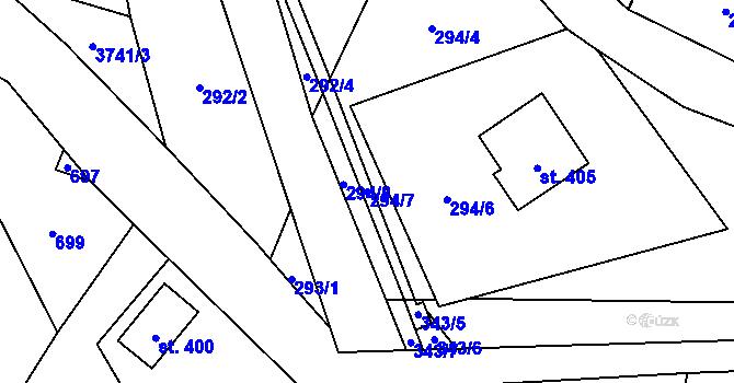 Parcela st. 294/7 v KÚ Bruzovice, Katastrální mapa