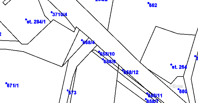Parcela st. 658/10 v KÚ Bruzovice, Katastrální mapa