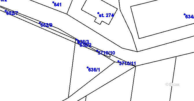 Parcela st. 3710/10 v KÚ Bruzovice, Katastrální mapa