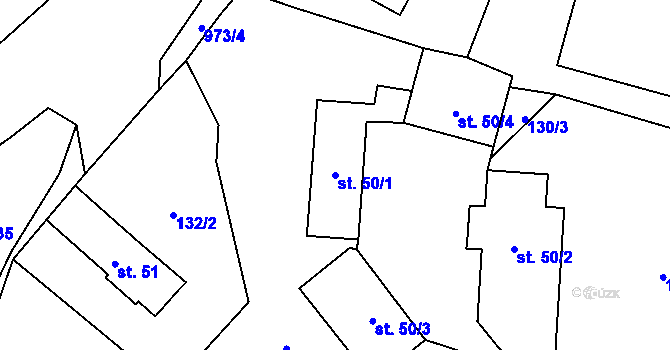 Parcela st. 50/1 v KÚ Brzice, Katastrální mapa