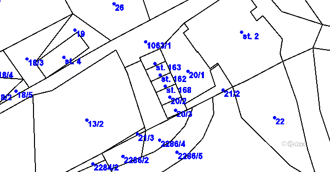 Parcela st. 168 v KÚ Brzice, Katastrální mapa