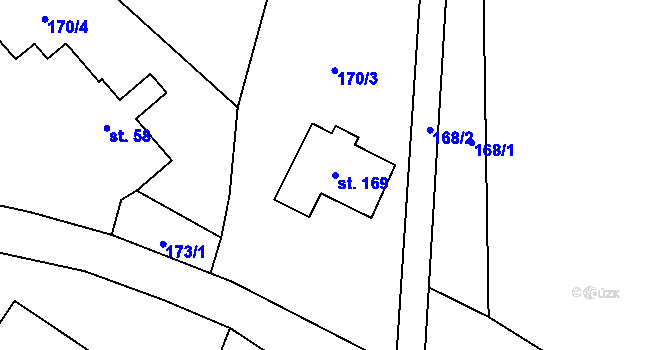 Parcela st. 169 v KÚ Brzice, Katastrální mapa