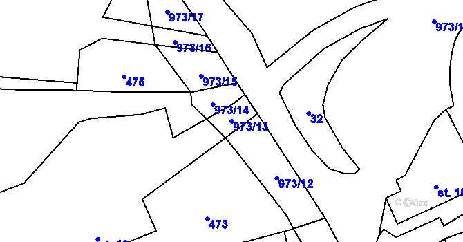 Parcela st. 973/13 v KÚ Brzice, Katastrální mapa