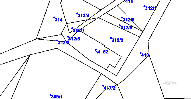 Parcela st. 52 v KÚ Proruby, Katastrální mapa