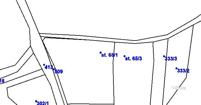 Parcela st. 65/1 v KÚ Proruby, Katastrální mapa