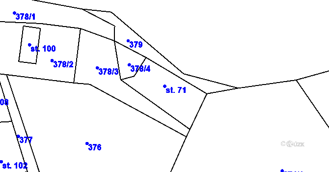 Parcela st. 71 v KÚ Proruby, Katastrální mapa