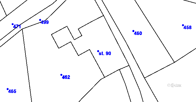 Parcela st. 90 v KÚ Proruby, Katastrální mapa