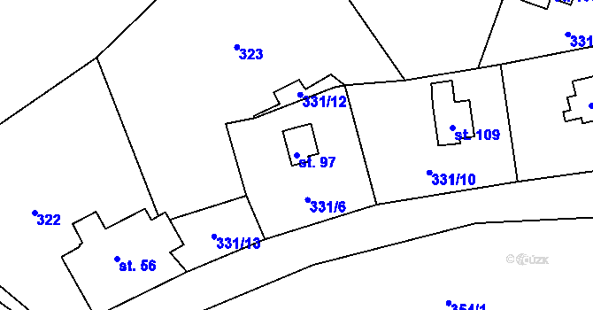 Parcela st. 97 v KÚ Proruby, Katastrální mapa