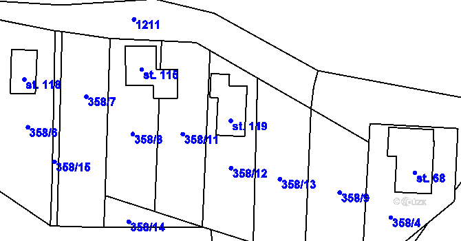 Parcela st. 119 v KÚ Proruby, Katastrální mapa