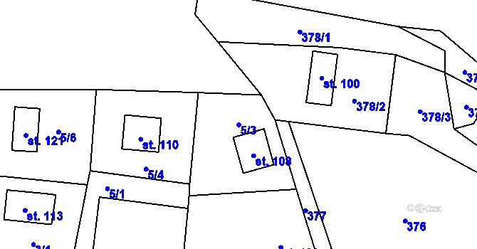 Parcela st. 5/3 v KÚ Proruby, Katastrální mapa
