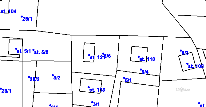 Parcela st. 5/6 v KÚ Proruby, Katastrální mapa