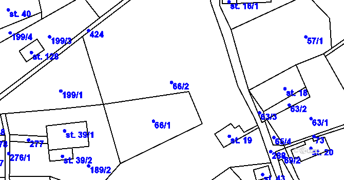 Parcela st. 66 v KÚ Proruby, Katastrální mapa