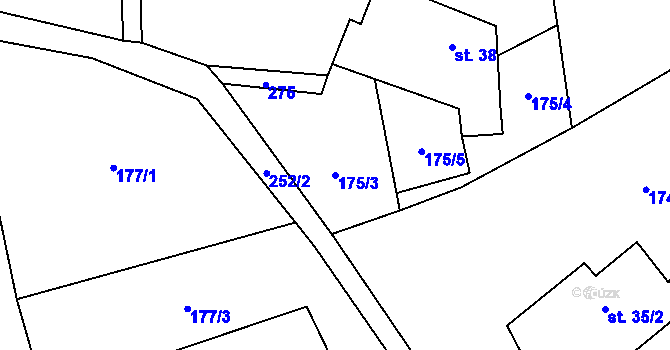 Parcela st. 175/3 v KÚ Proruby, Katastrální mapa