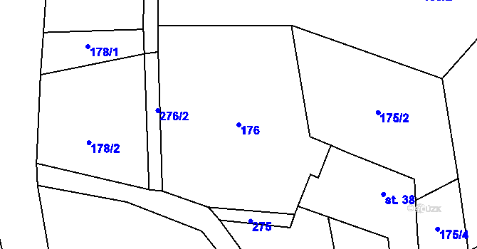 Parcela st. 176 v KÚ Proruby, Katastrální mapa
